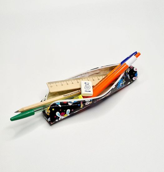 Школьный пенал с 2 отделениями, сиреневый, 11 предметов