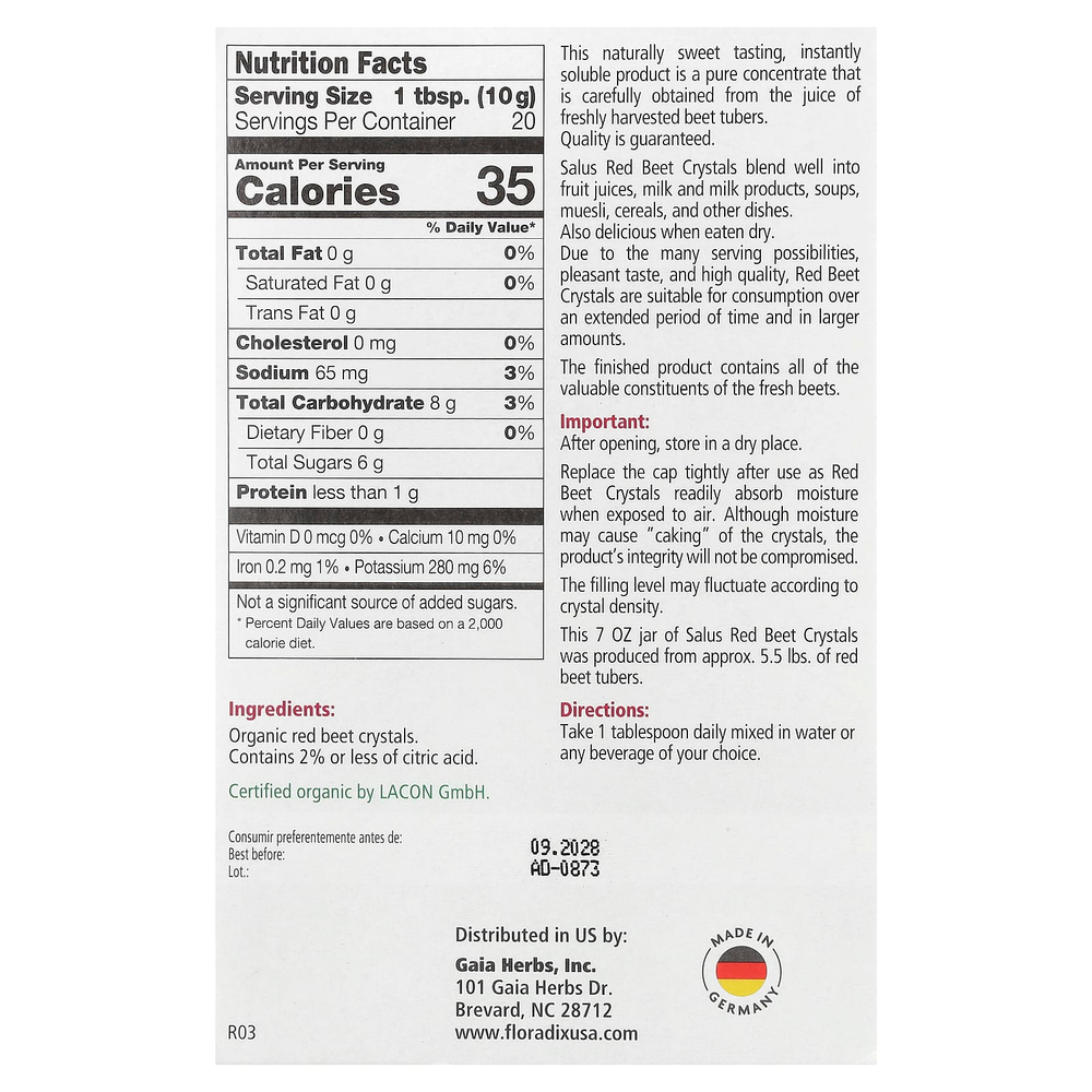 Gaia Herbs, Красная свекла, растворимые кристаллы, 7 унций (200 г)