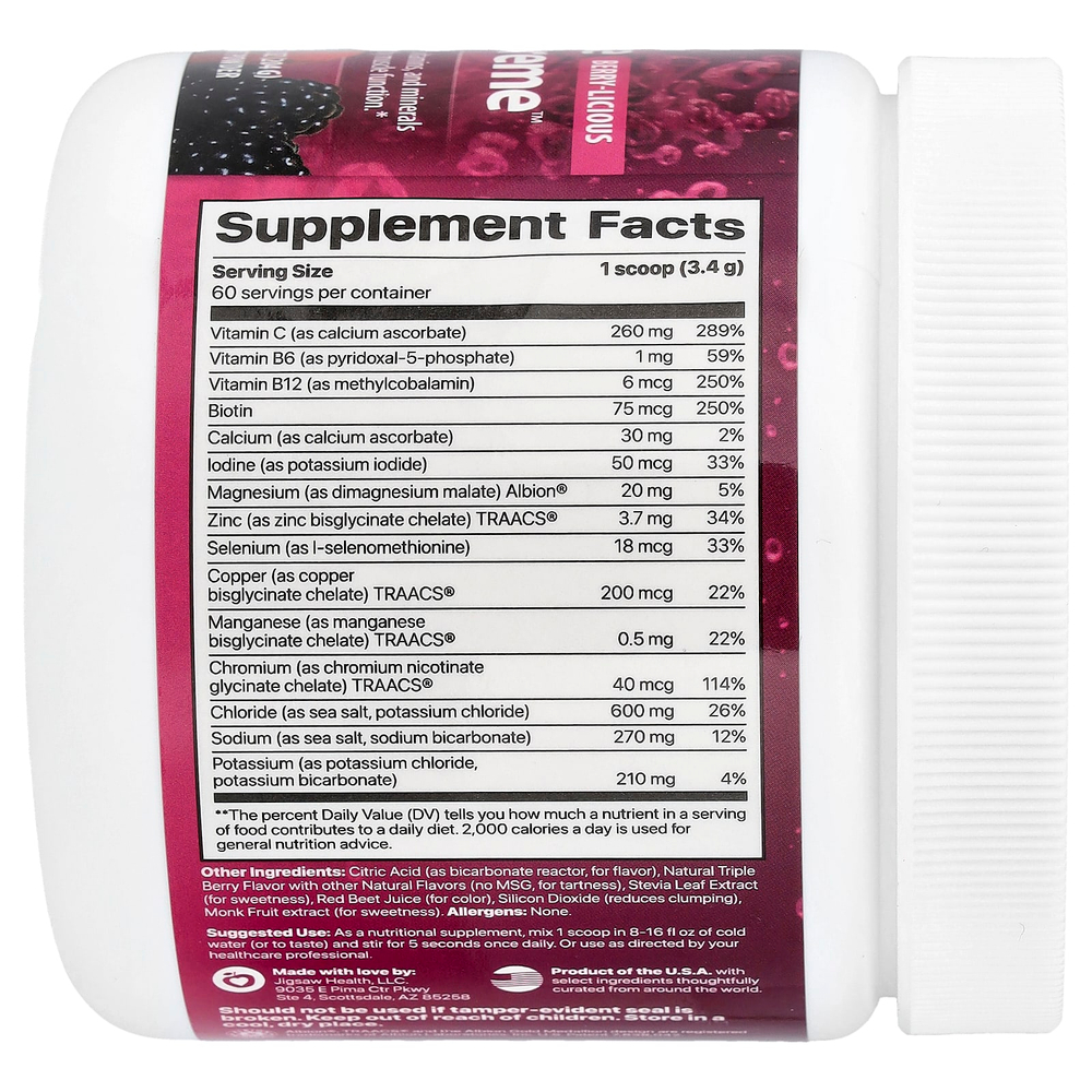 Jigsaw Health, Electrolyte Supreme™, ягодный вкус, 204 г (7,2 унции)