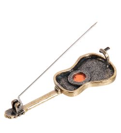 AM-1994 Брошь «Гитара испанская» (латунь, янтарь)