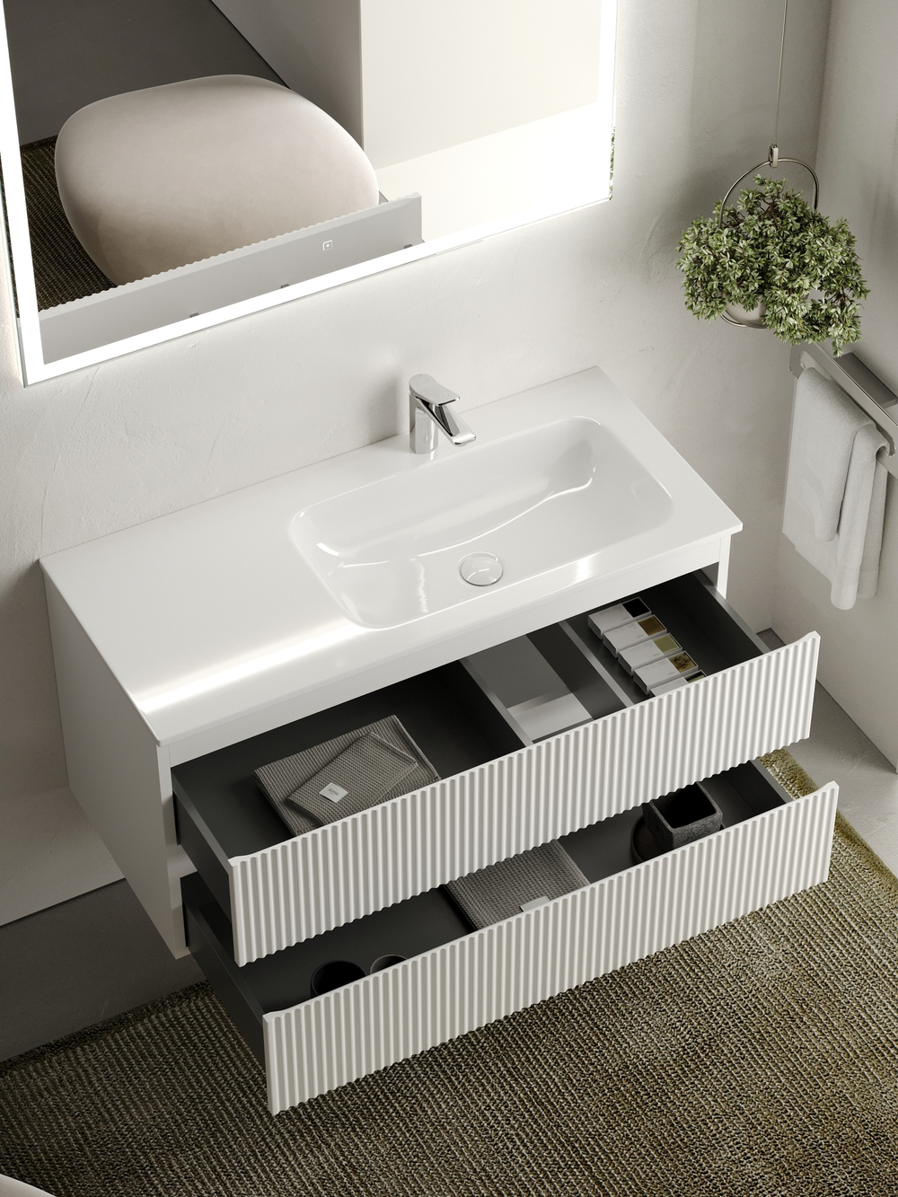 Тумба с раковиной Sancos Snob R 100 см SNR100RW правая, bianco