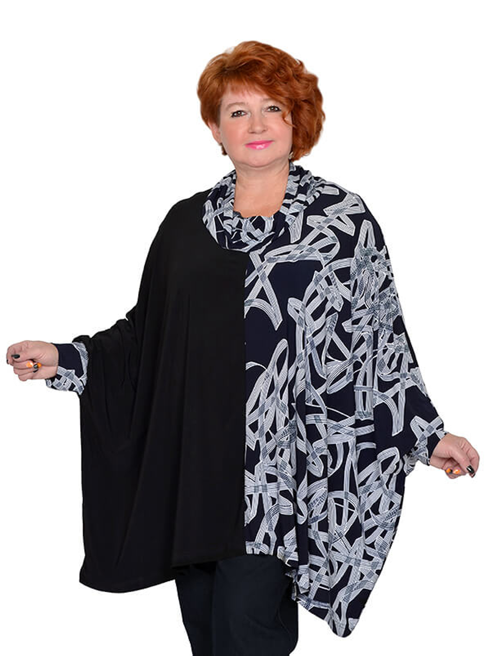 Свободная туника комбинированная Рона