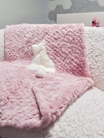 "Вязаный" детский плед из натурального меха рекс "Зайчик" 120х80 см (голубой)