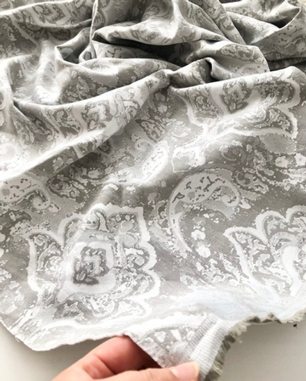 Портьерная ткань винтажный хлопковый жаккард Felina col. 121 серый (высота 280 см, Индия)
