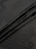 Шелк черный в горошек с абстрактным цветочным принтом