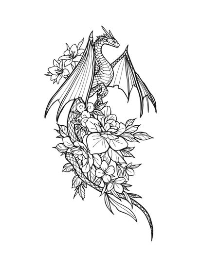 dragon hidden in flowers