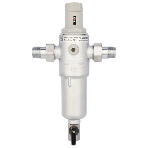 Фильтр сетчатый VARMEGA промывной, комбинированный 1/2", PN25, для ГВС и ХВС, VM22901