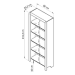 Книжный стеллаж деревянный 5 полок Мадейра 86х39х211 см из массива сосны, белый