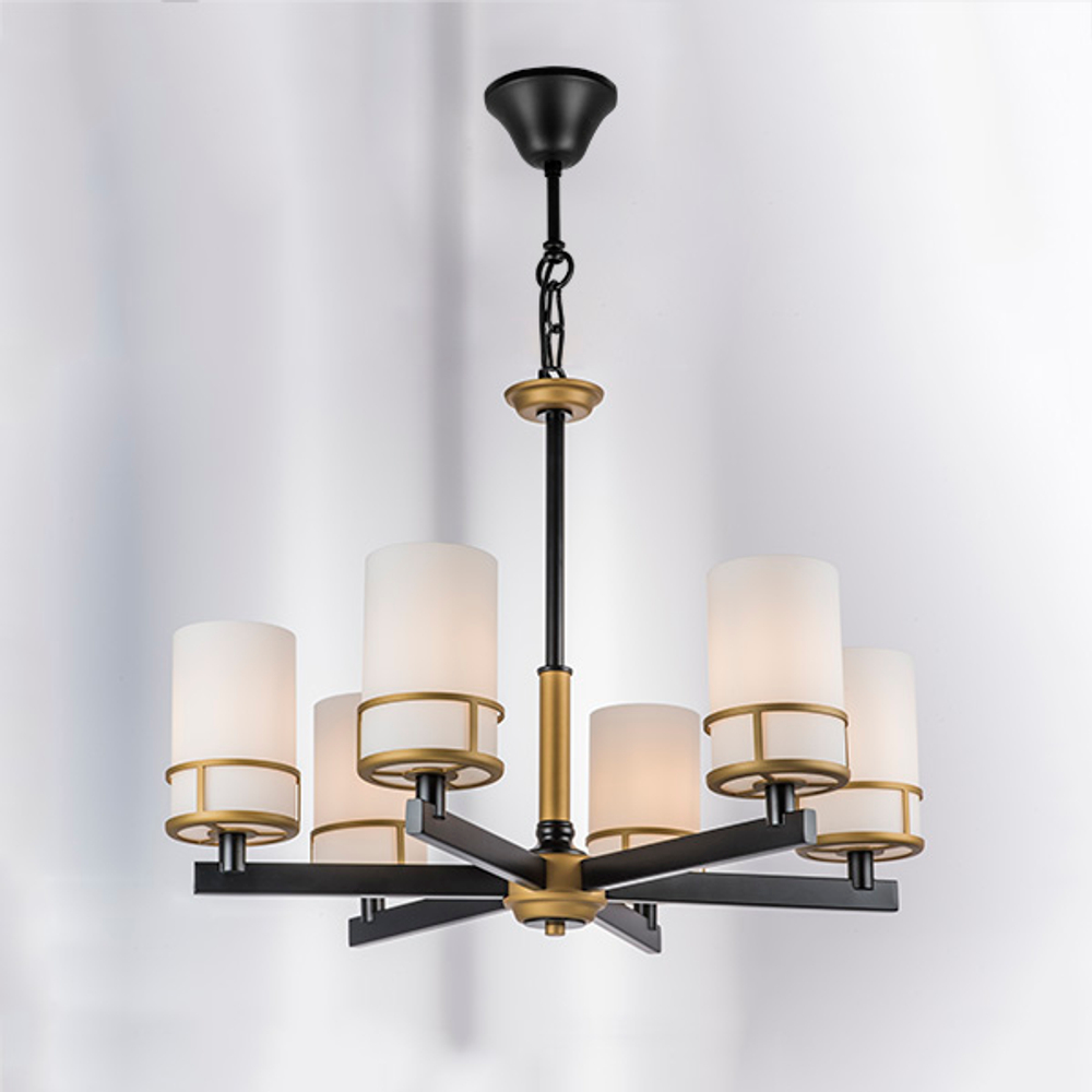 731067 Люстра CERO 6х40W E14 ЧЕРНЫЙ/ЗОЛОТО/БЕЛЫЙ