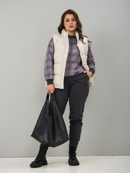 Костюм с брюками КБ-90М/клеткаантрацит-брусника