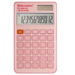 Калькулятор карманный Brauberg, 12 разрядов, CX-102C-PK, двойное питание, 76х126х9мм, розовый
