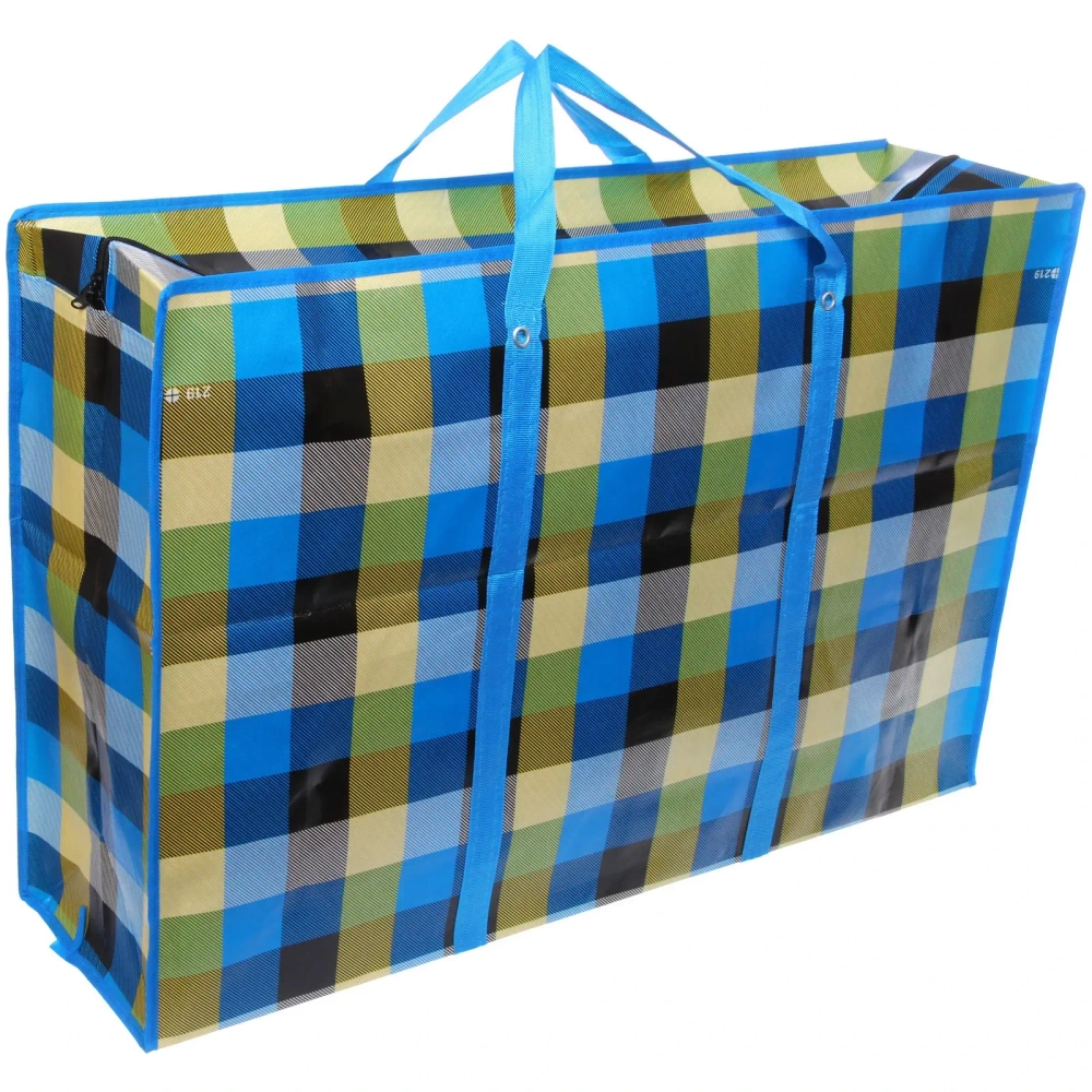 Сумка хозяйственная с внешним карманом « БАУЛ», цвет синий/чёрный, 90*60*25см