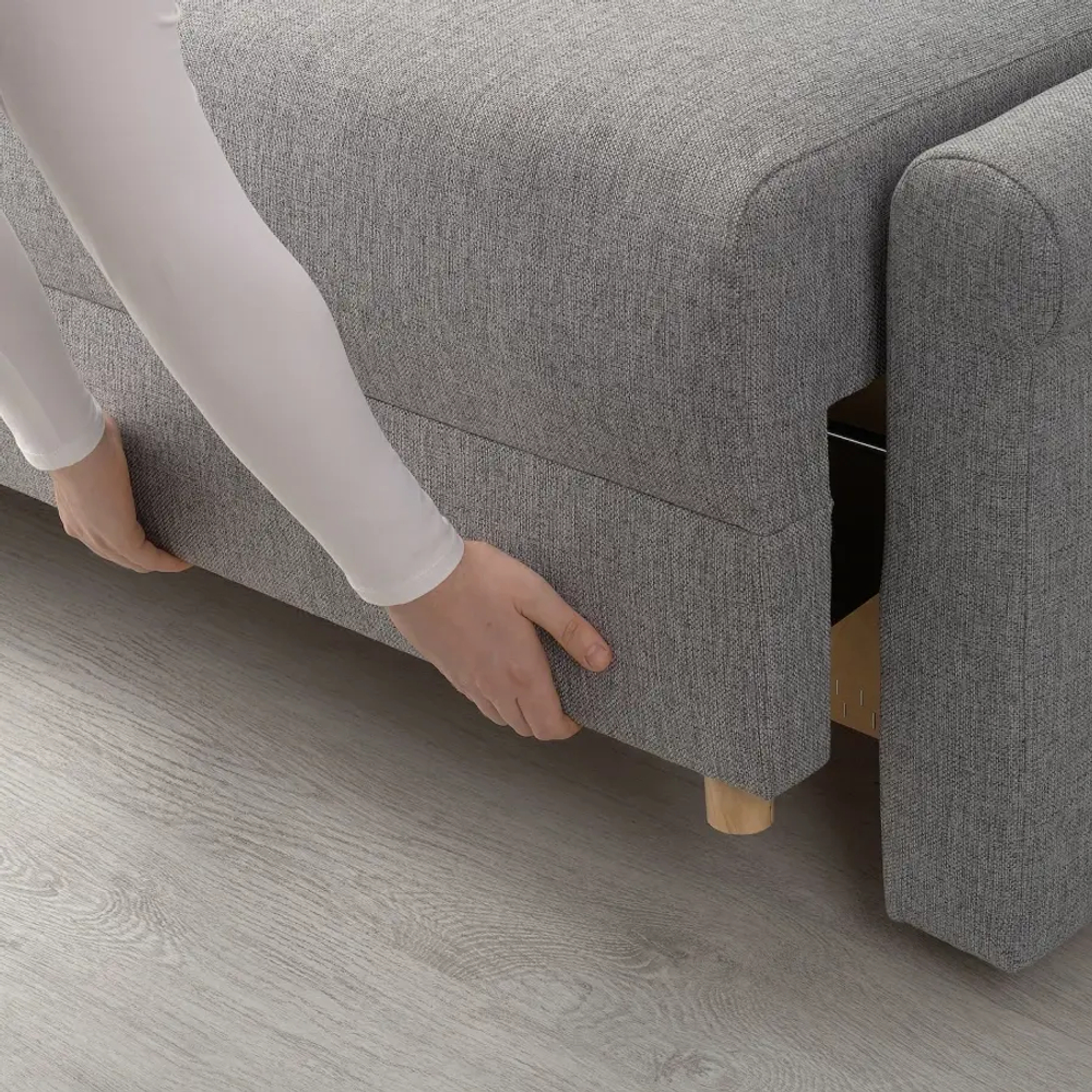 3-местный диван-кровать - IKEA DÅNHULT/DANHULT,  78x96x220см, серый, ДАНХУЛЬТ ИКЕА