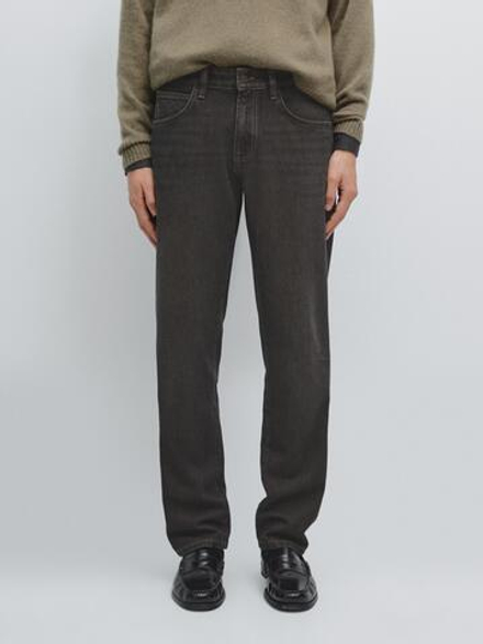 Massimo Dutti Джинсы зауженного кроя, угольный
