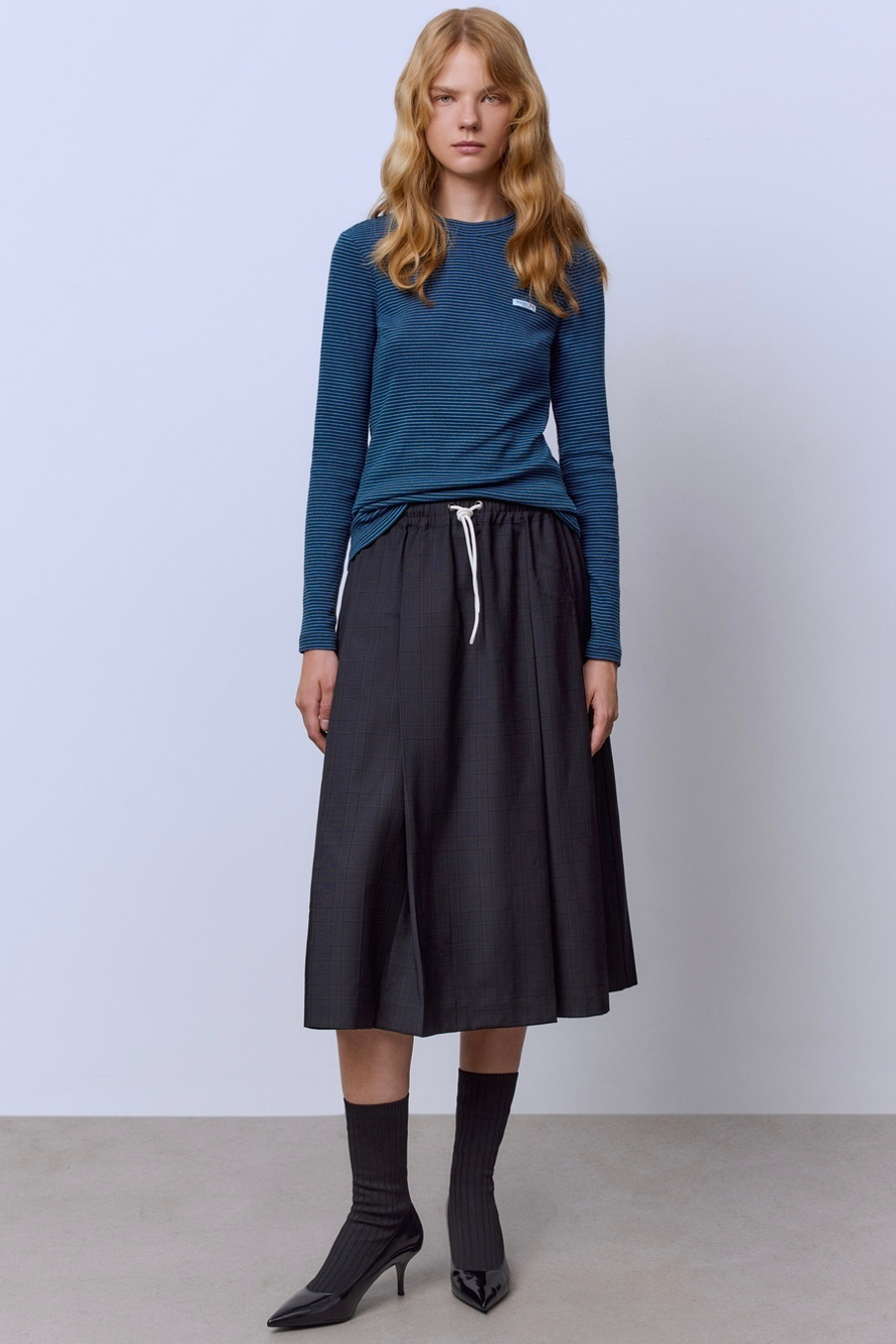 Юбка из премиальной шерсти со складками