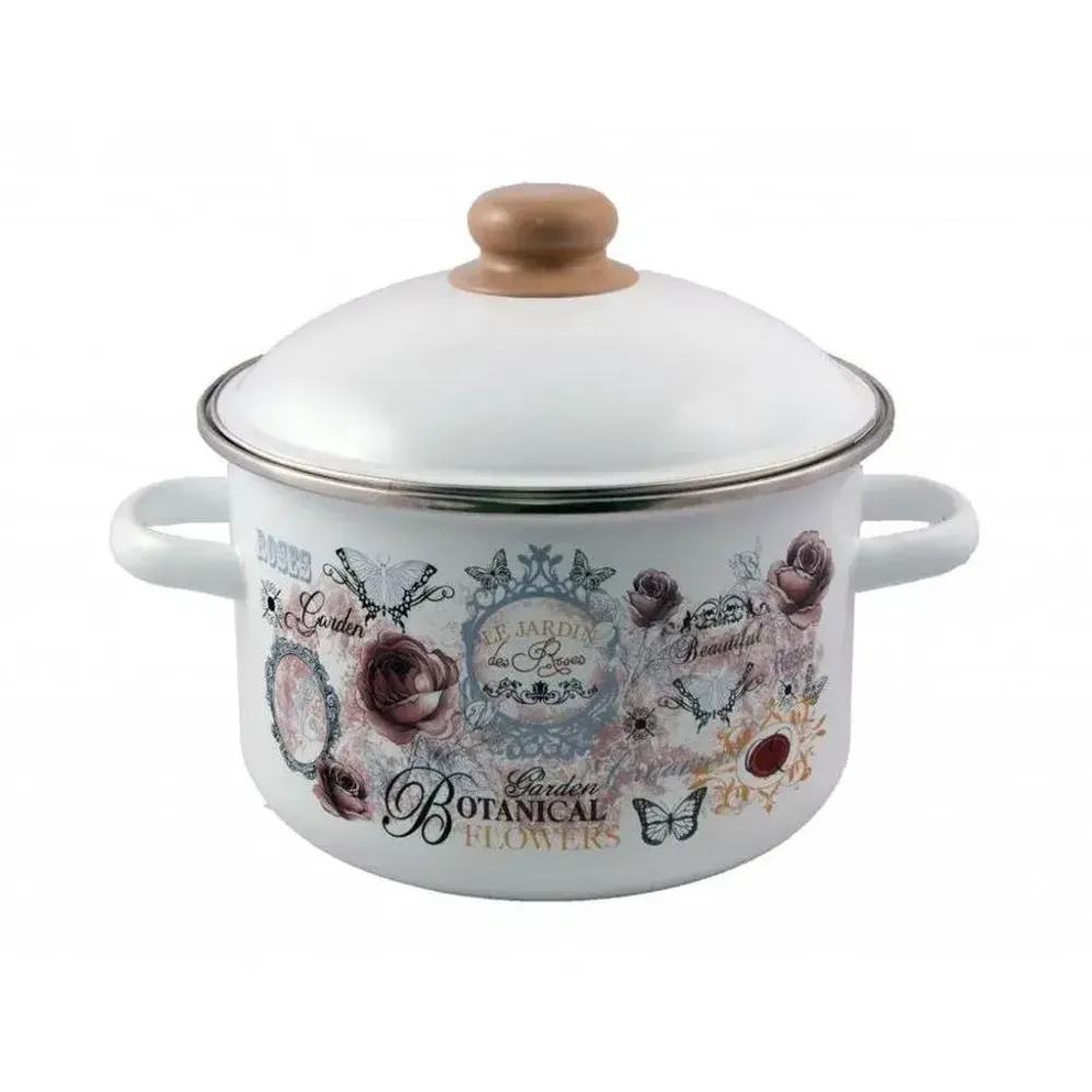 Кастрюля эмалированная 4,0л цилиндр Roses