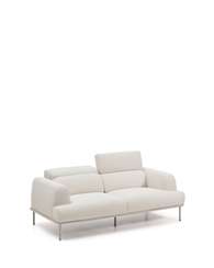 2-местный диван Aurum из шенилла цвета экрю и бежевого металла 210 см