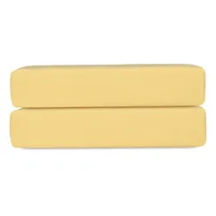 Простыня на резинке из стираного перкаля светло-желтого цвета из коллекции essential, 200х200х30 см