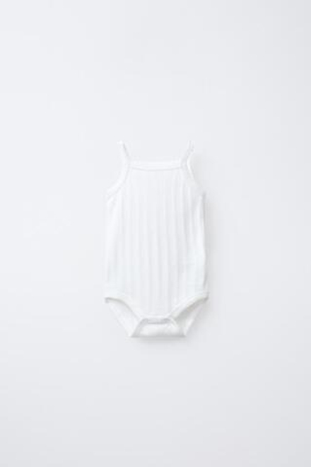 ZARA НАБОР ИЗ 3 БОДИ В РУБЧИК С АЖУРНЫМ УЗОРОМ, ЖЕЛТЫЙ