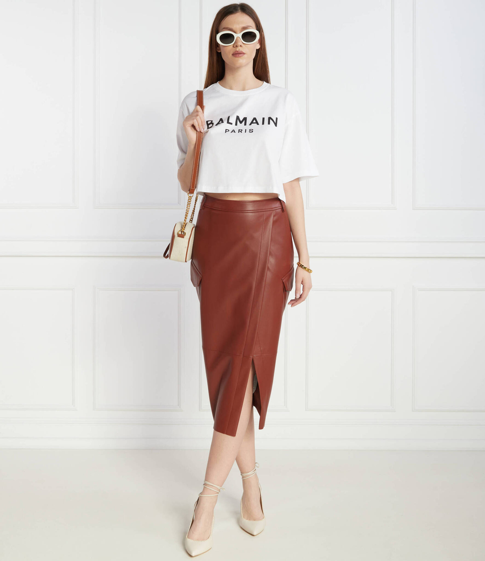 Футболка CROPPED Balmain - белый(BF1EE020 BB02)