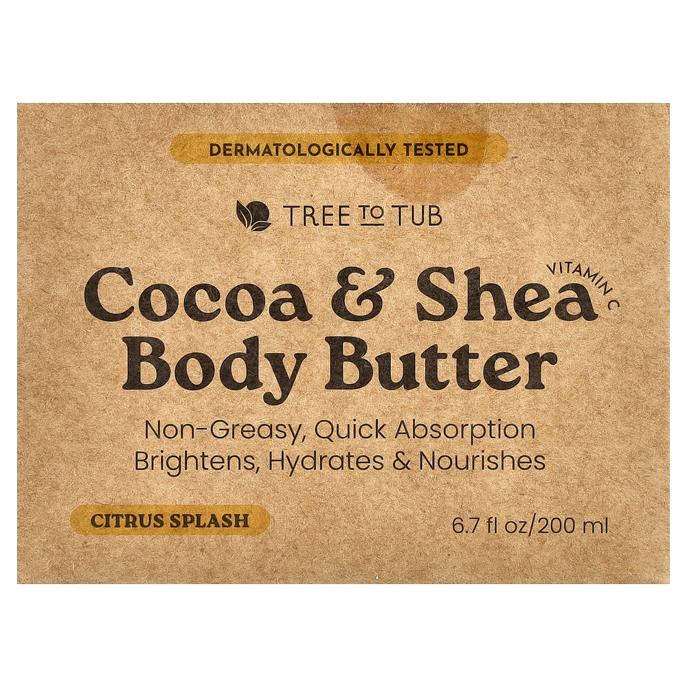 Tree To Tub, масло для тела с какао и ши, с цитрусовым ароматом, 200 мл (6,7 жидк. унции)