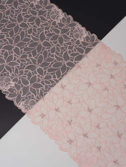 Вышивка на сетке пудровая неэластичная ширина 23 см