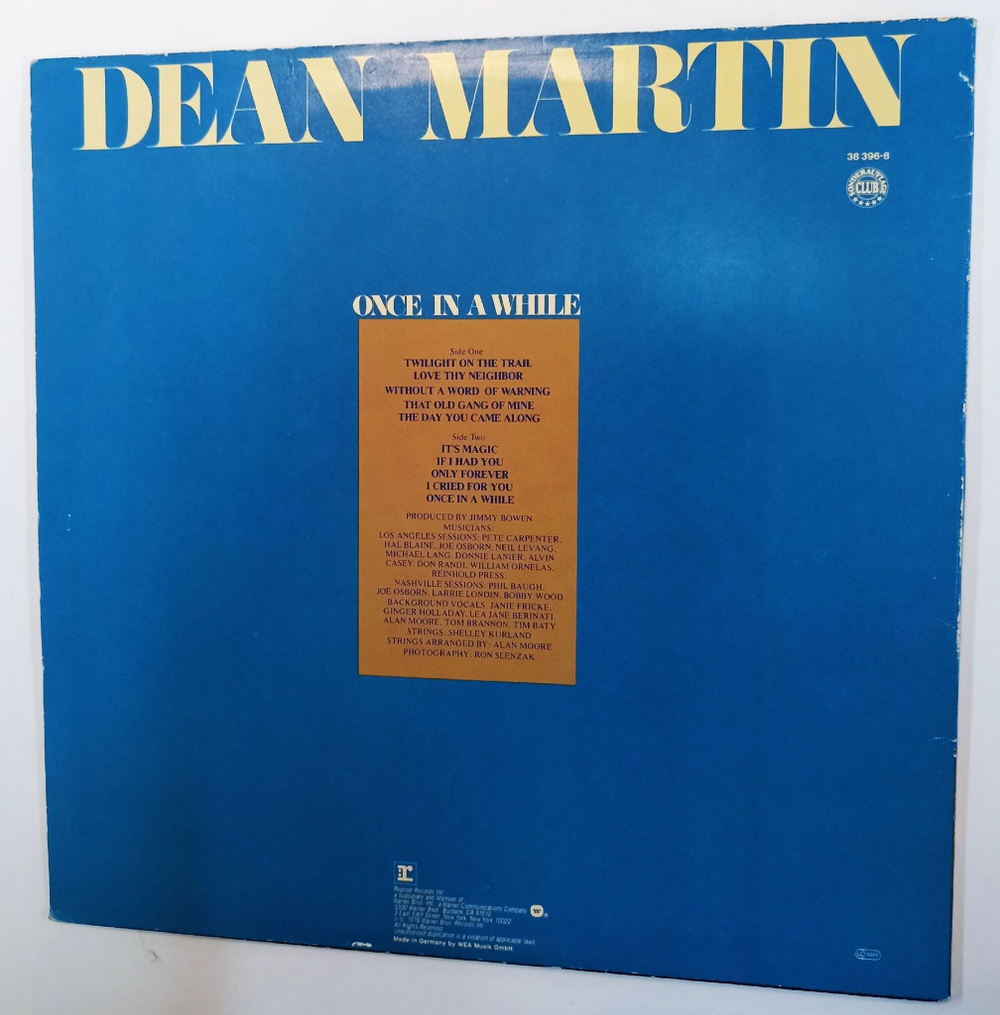 Винтажная виниловая пластинка Dean Martin Once In A While (Germany 1978) Club Edition