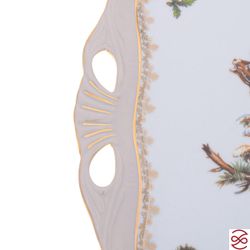 Блюдо квадратное на ножке Queen's Crown Aristokrat Охота бежевая 34*29см