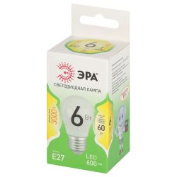 Лампа светодиодная ЭРА GREEN LINE LED P45-6W-830-E27 GL 6Вт шар теплый свет E27 | Лампы cветодиодные Шар (G/P)