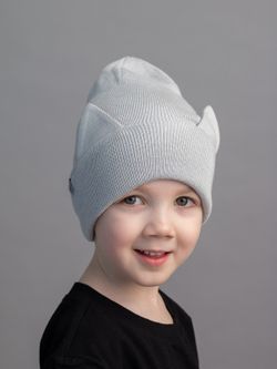 Шапка хлопковая вязаная КИС(Жемчужно-серый)