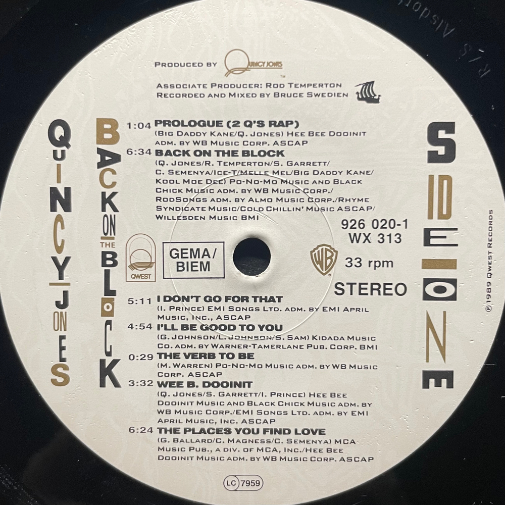 Quincy Jones ‎– Back On The Block (Европа 1989г.)
