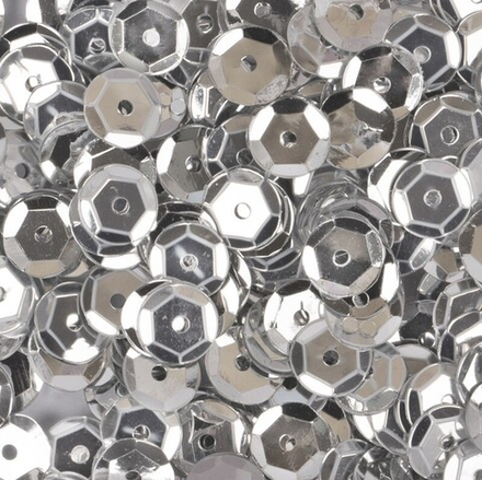 Пайетки "Zlatka",  6 мм 10 г, цв.01 серебро