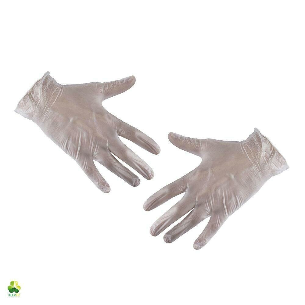 Перчатки виниловые универсального назначения бесцветные KLEVER размер L