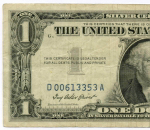 Банкнота США 1 доллар (серебряный сертификат) 1957 D 00613353 A. VF-