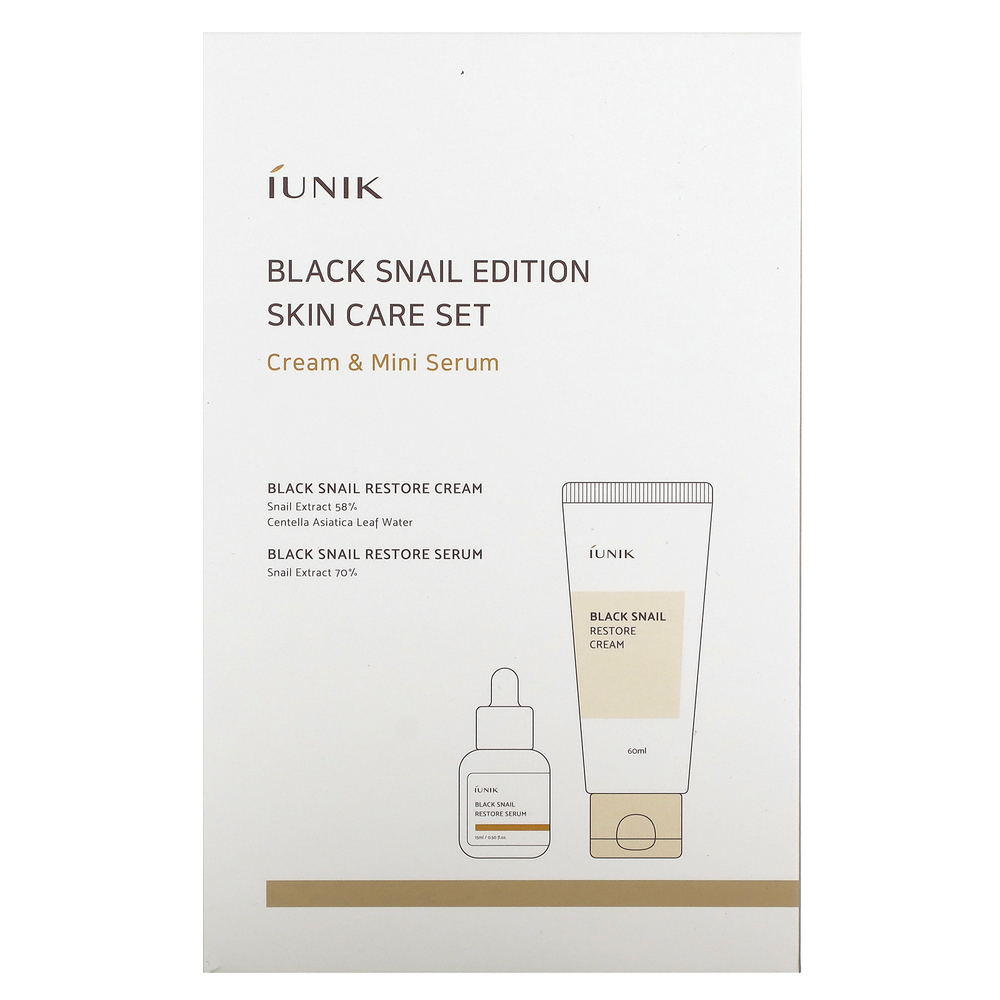 iUNIK, Black Snail Edition Skin Care Set, Cream & Mini Serum, 2 Piece Set