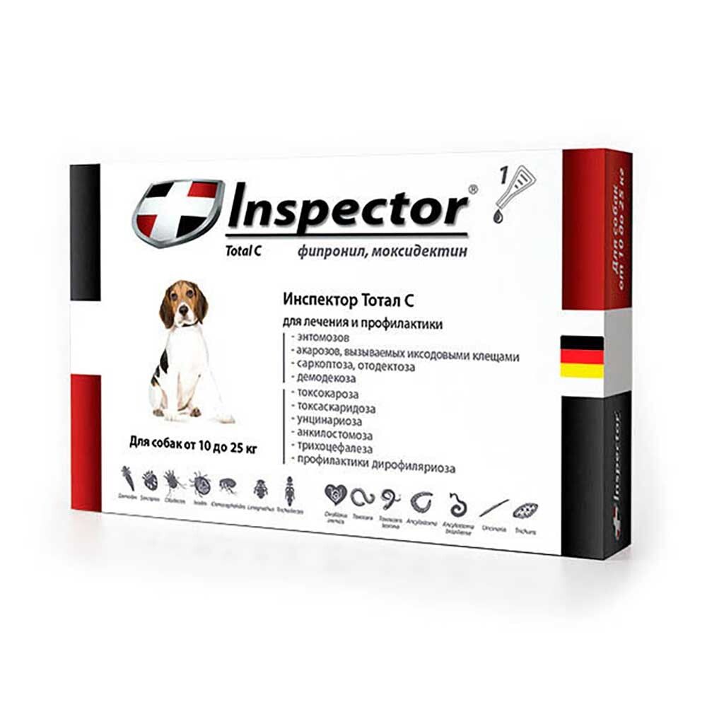 Inspector Quadro C Капли для собак 10-25кг от внешних и внутренних паразитов