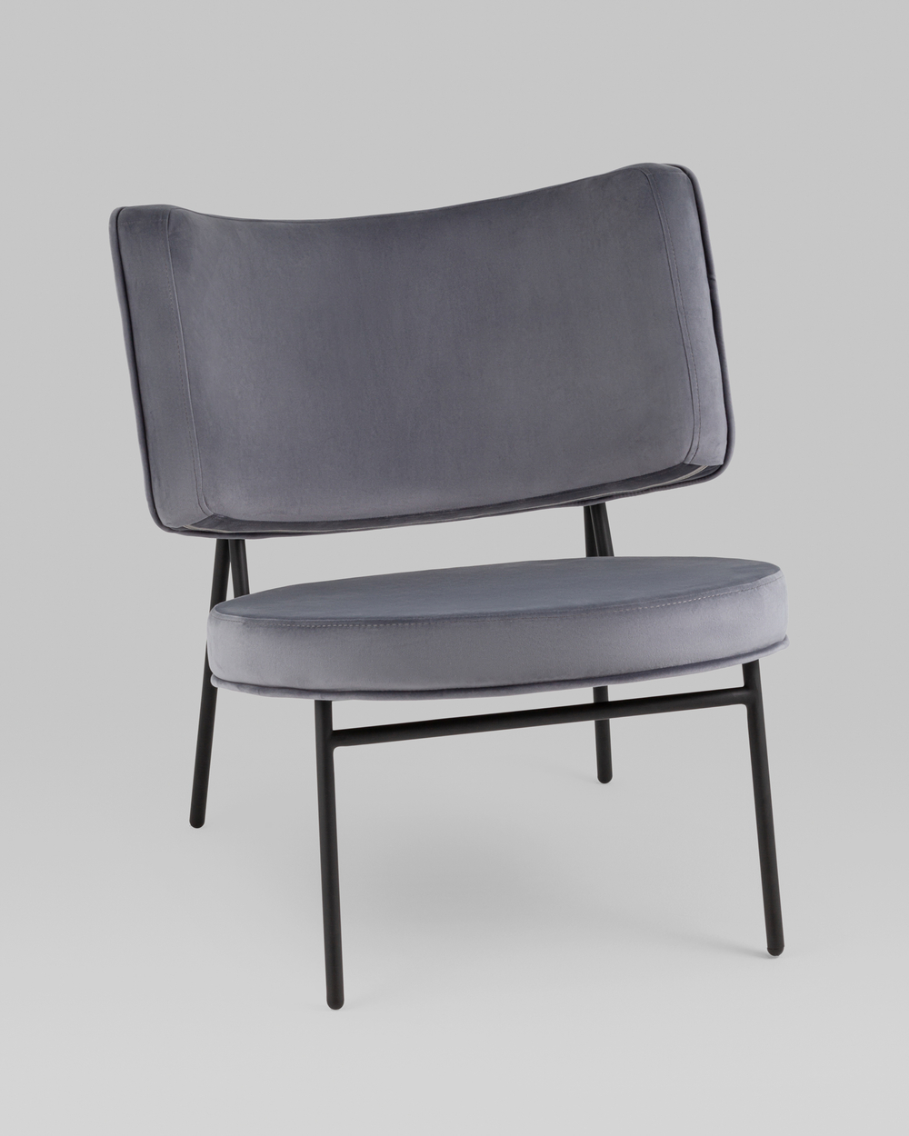 Кресло District Lounge велюр серый