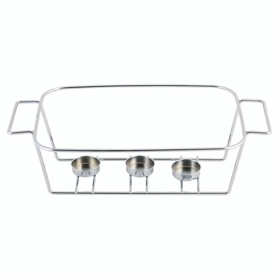 Мармит керамический прямоугольный 2,4 л. Kamille КМ-6403 со стеклянной крышкой на хромированной подставке