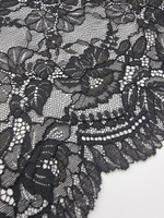 Кружево эластичное черное с зеленоватым отливом КС83 (23 см)