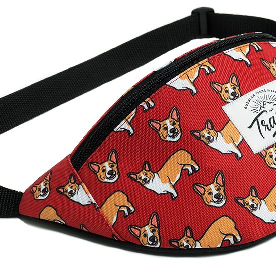 Поясная сумка Travel. Корги. Красный