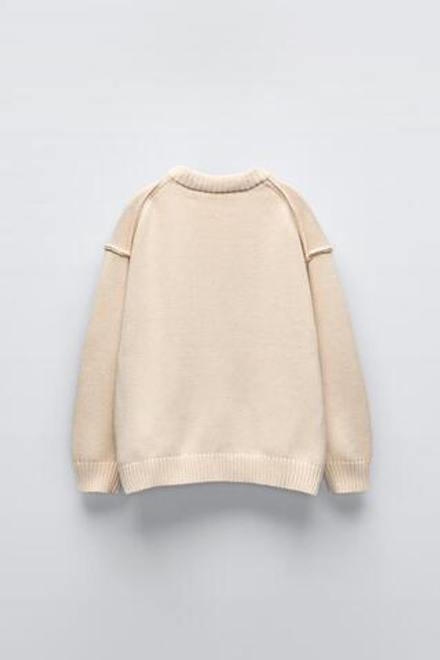 ZARA ТРИКОТАЖНЫЙ СВИТЕР, ЖЕЛТОВАТО-БЕЛЫЙ