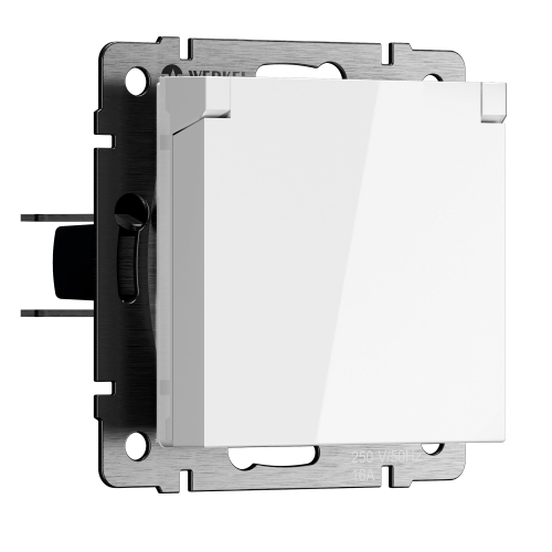 Розетка влагозащ. с зазем. с защит. крышкой и шторками N (белый) W1171201