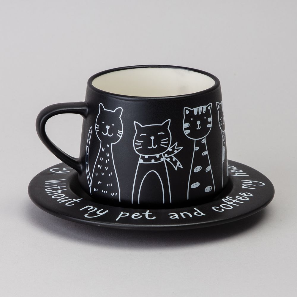 ЧАЙНЫЙ НАБОР LEFARD НА 1 ПЕРСОНУ "КОТЫ" ЦВЕТ ЧЕРНЫЙ