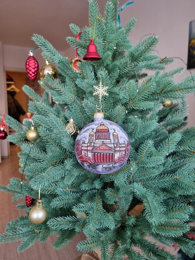 Шар стеклянный "Исакиевский собор",  ручная роспись