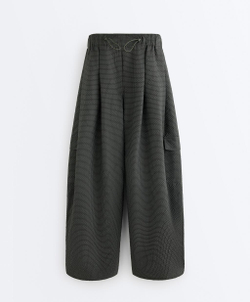 Oysho Длинные брюки-карго из водоотталкивающего нейлона в клетку, черный