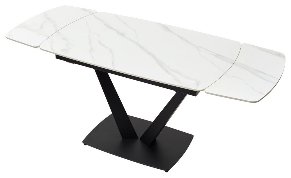 Стол ALATRI 120 MATT WHITE MARBLE SOLID CERAMIC / BLACK, ®DISAUR