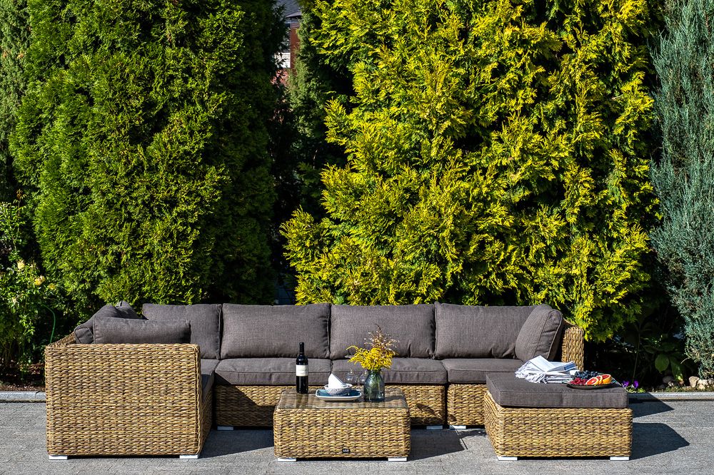 "Лунго" трансформирующаяся лаунж-зона из искусственного ротанга (гиацинт), цвет соломенный