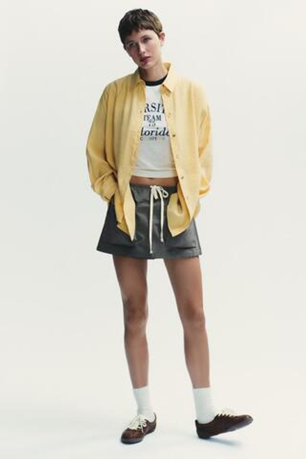 ZARA РУБАШКА OVERSIZE, ГОРЧИЧНЫЙ