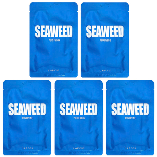 Lapcos, Набор очищающих тканевых масок с морскими водорослями, 5 шт., По 25 мл (0,84 жидк. унц.)