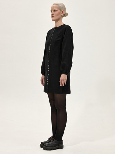 Платье с тесьмой и набойкой "Народное". Черное